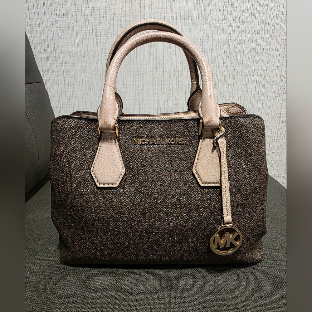 Michael Kors Dark Brown and Beige Satchel